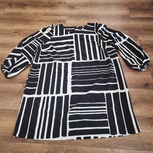 Eloquii Puff Sleeve Black and White Dress - Size 20
